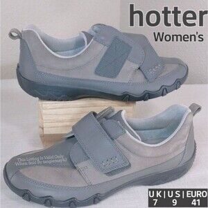 Hotter Grey Leather Nicole Comfort Sneakers Womens 9 US 41 EURO Low Top Shoes